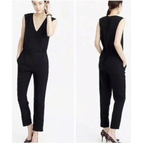 J. Crew Black Jumpsuit Women size 4 Sleeveless V-Neckline - Picture 1 of 15